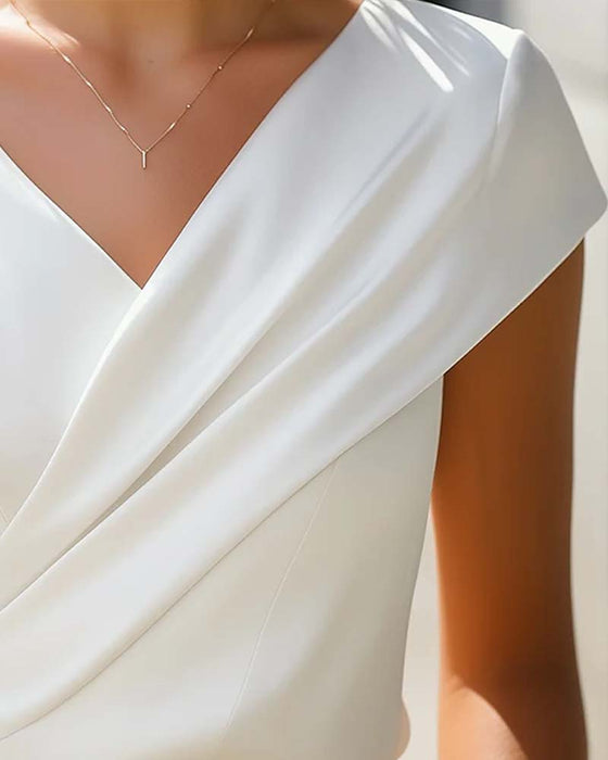 T-Skjorte V-Hals Slim Fit Kort Erme Kvinne