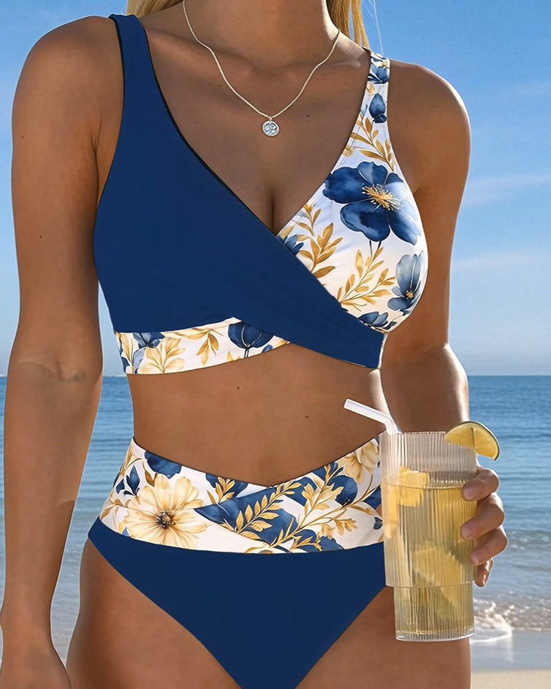 Bikini Blomstret Fargeblokk Lappeteppe