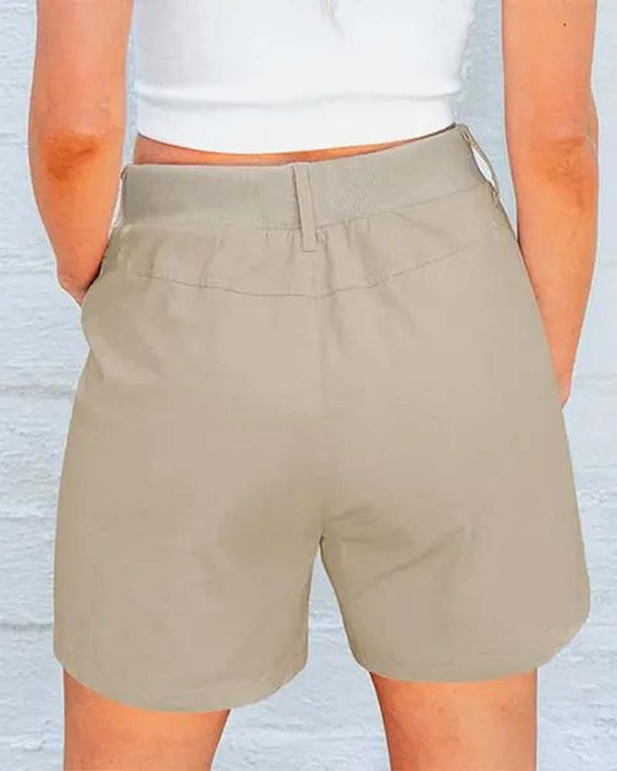 Shorts Med Lommeknapp Ensfarget