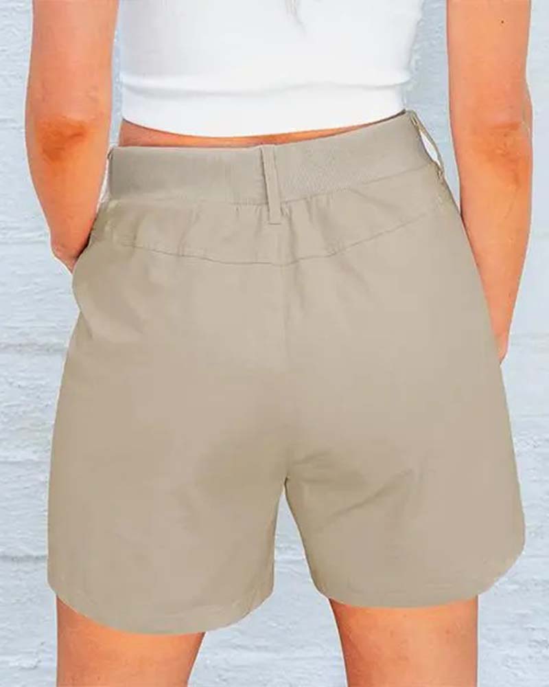 Shorts Med Lommeknapp Ensfarget