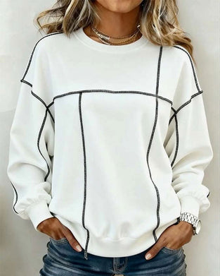 Sweatshirt Rund Hals Oversized Fargeblokk