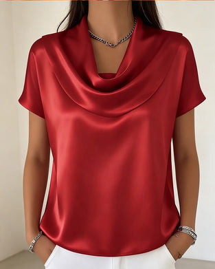 Bluse Enfarget Drapert Krage