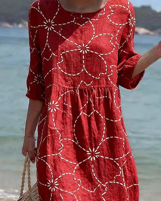 Kjole Casual Blomstret Trykk