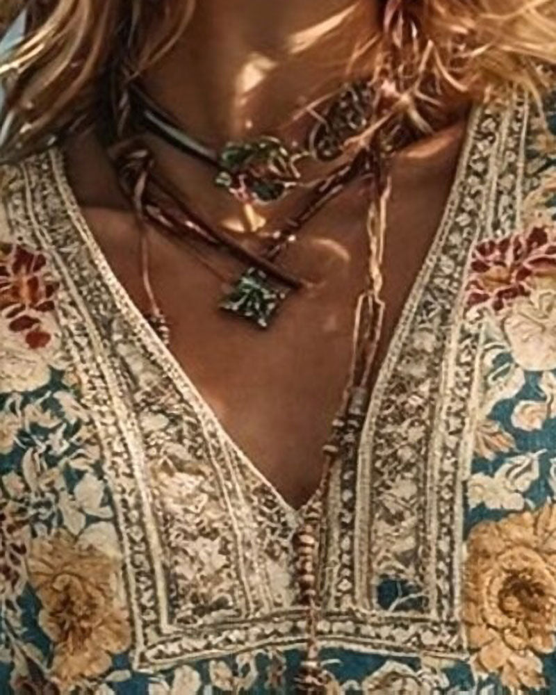 Bluse Blomsterbrodert Pufferme