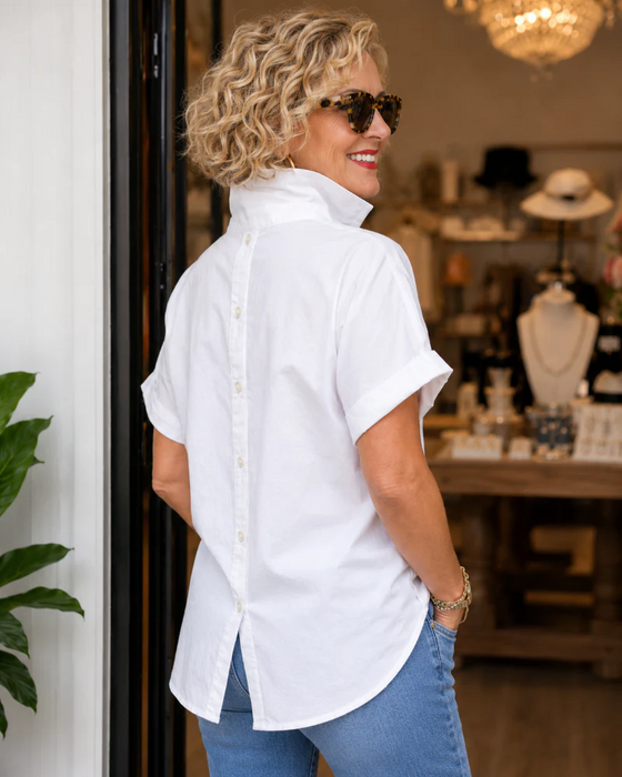 Bluse Lomme Knapp V-Hals Avslappet