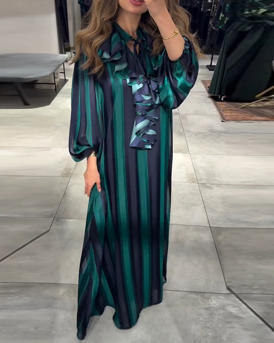 Kjole Vertikal Stripe Ruffle
