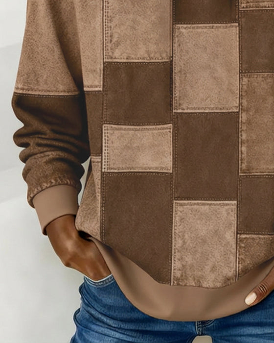 Stilig Rutete Hettegenser Med Lange Ermer