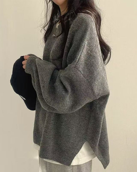 Pullover Rundhalset Side Splitt