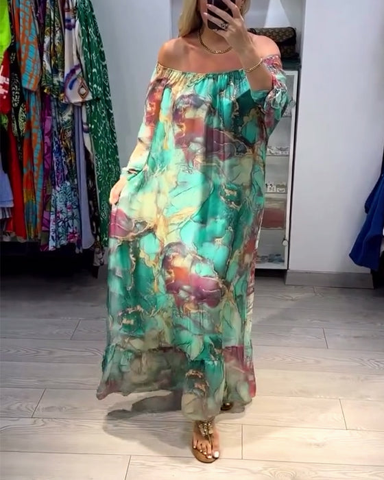 Uformell kjole med blekktrykk på én skulder