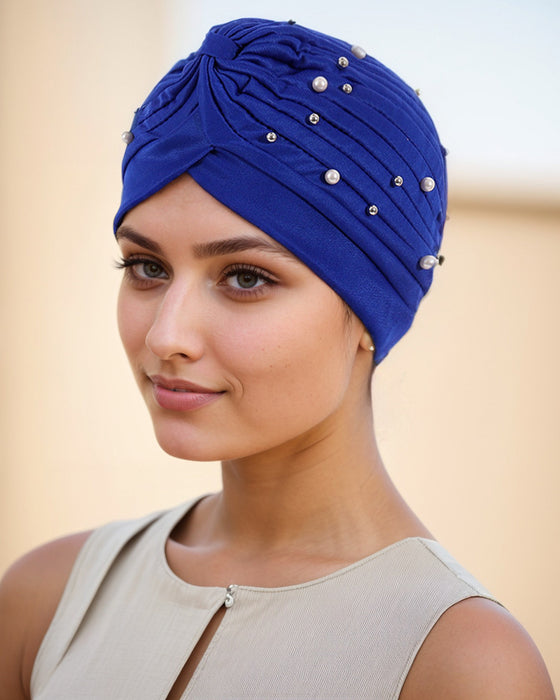 Lue Perle Plissert Forhåndsknytt Turban