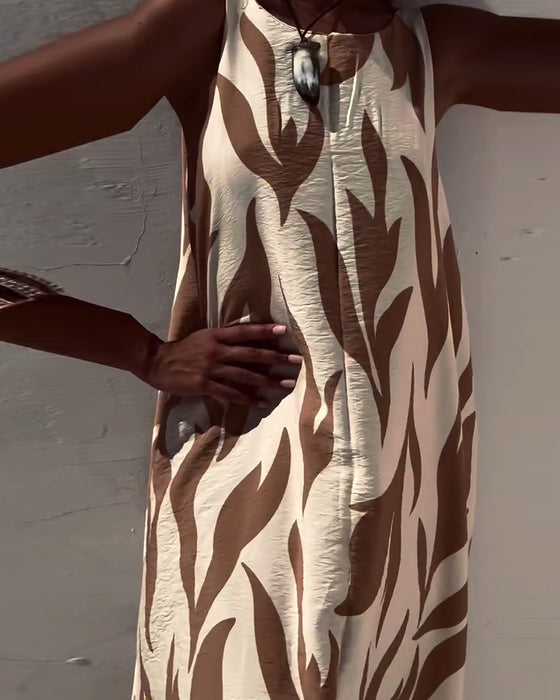 Kjole Ermeløs Ryggløs Trykt