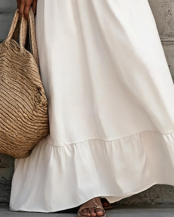 Kjole Mock Neck Knipling Knapp Ruffle
