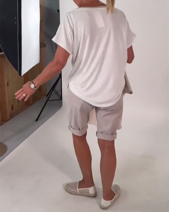 T-Skjorte V-Hals Trykt Allsidig