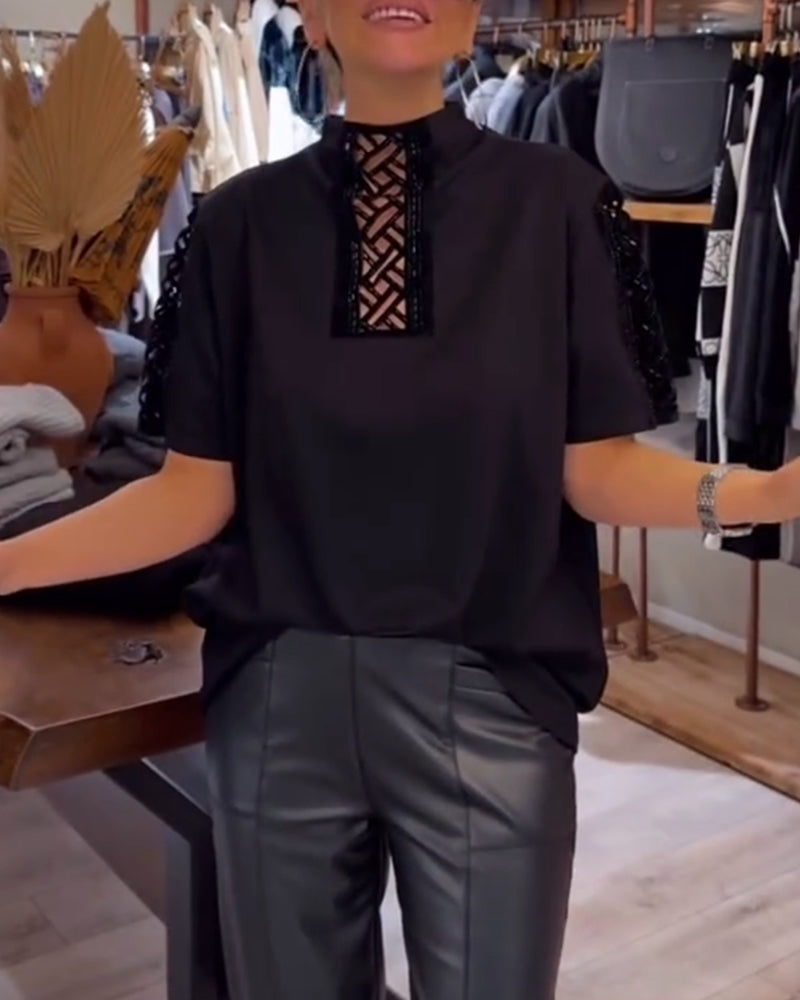 Topp Modisk Kortermet Hullkrage