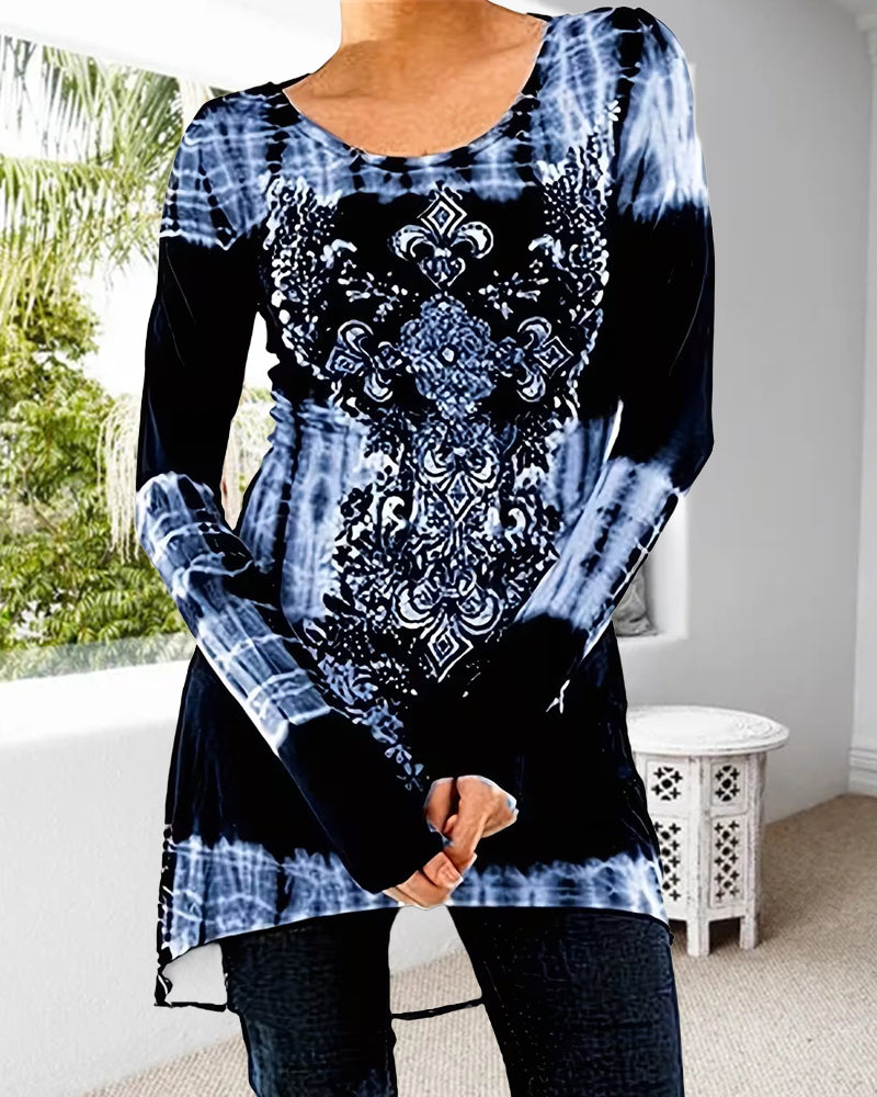 Topp Med Uregelmessig Trykk Og Midjelengde