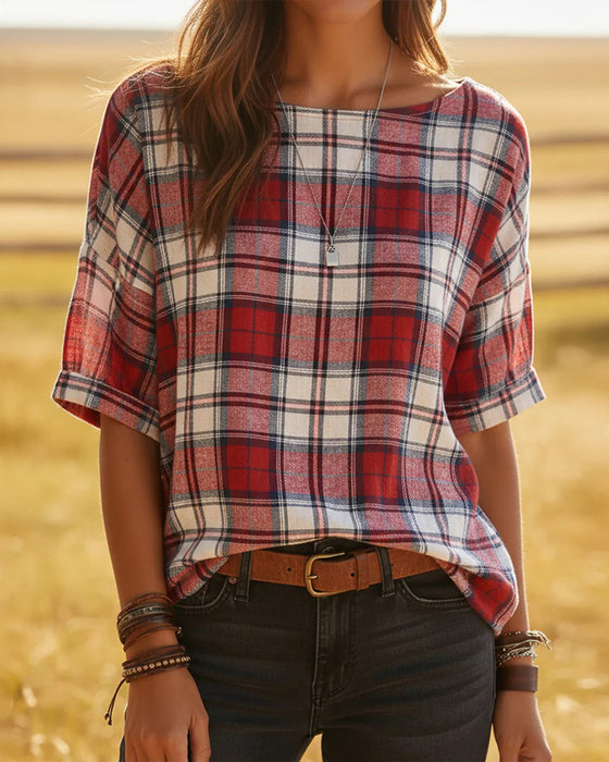 Bluser Rundhals Tartan