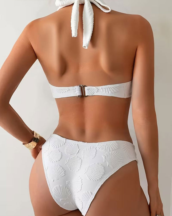 Bikini Jacquard Halsringning Knyte Todelt