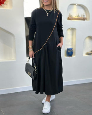 Skiftkjole med lomme og lange ermer