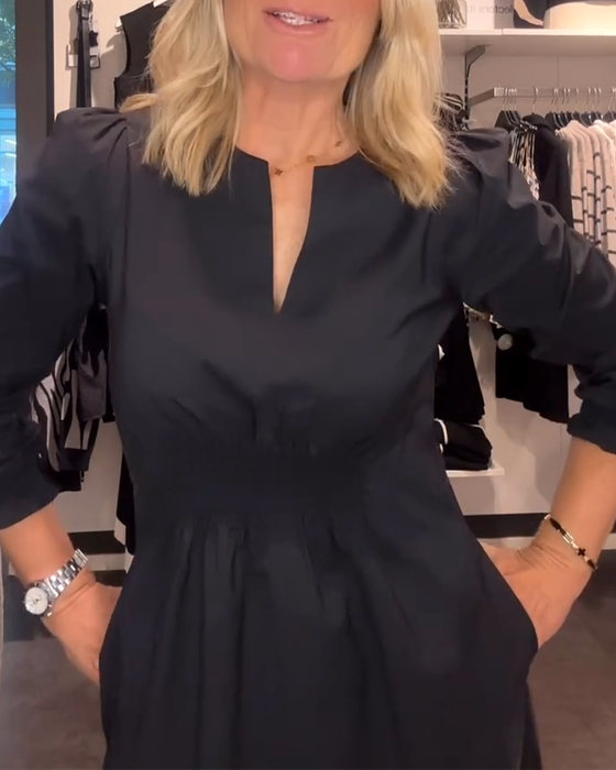 A-Linjekjole Med Pufferm Og Markert Midje