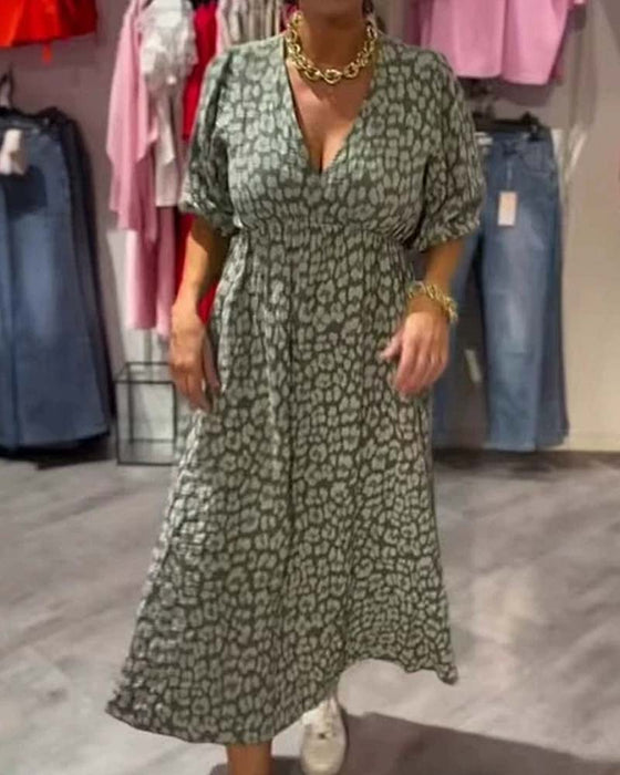 Kjole Dame V-hals Trykk