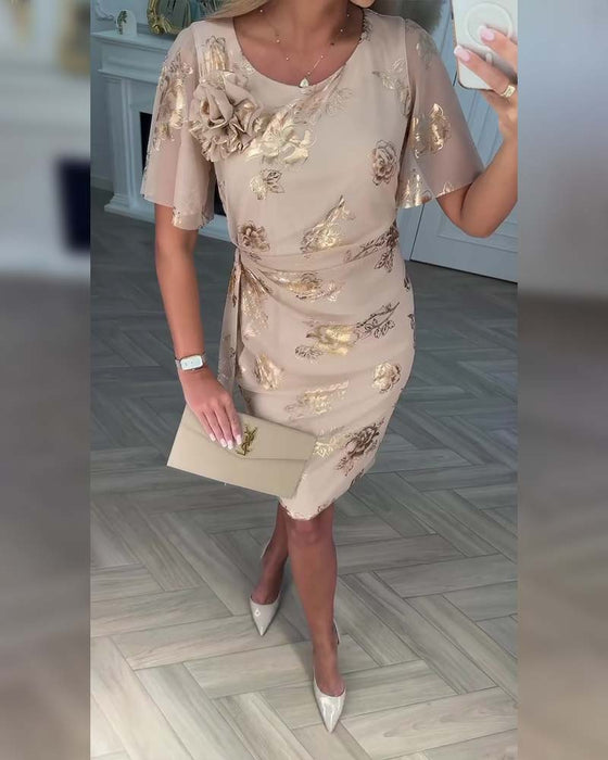 Kjole Bronsefarge Midjestramming Elegant