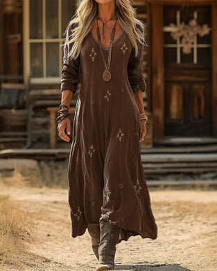 Kjole Vintage V-Hals Maxi