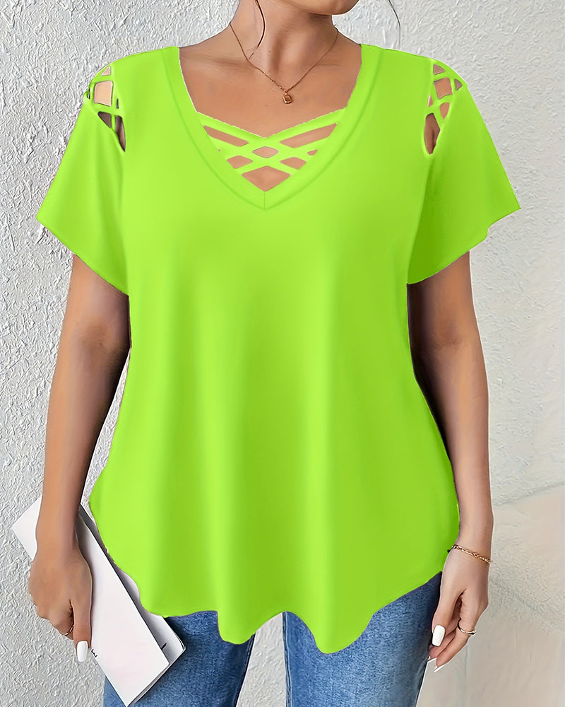 T-Skjorte Ensfarget Kortsermet Korsbånd