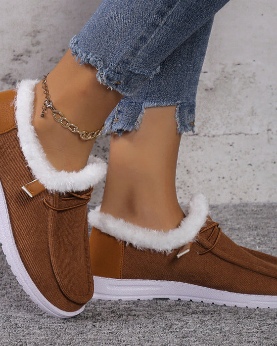 Ensfarget fortykkede varme bomullssko