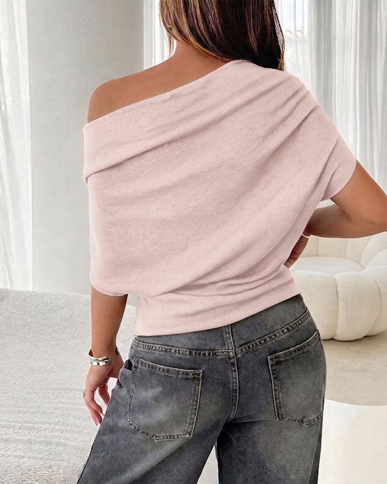 Bluse Flagermuserme Off-Shoulder Ensfarget
