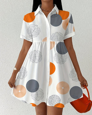 Kjole Polka Dot Trykk Skjorte