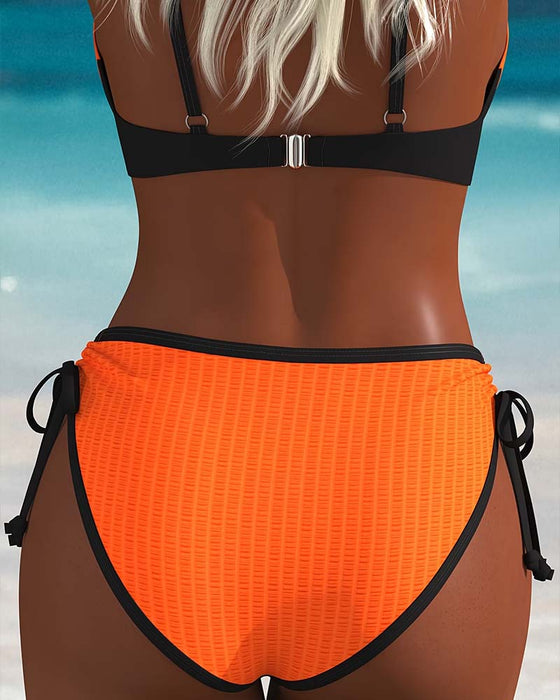 Bikini Kontrastfarge Push-Up Snøre