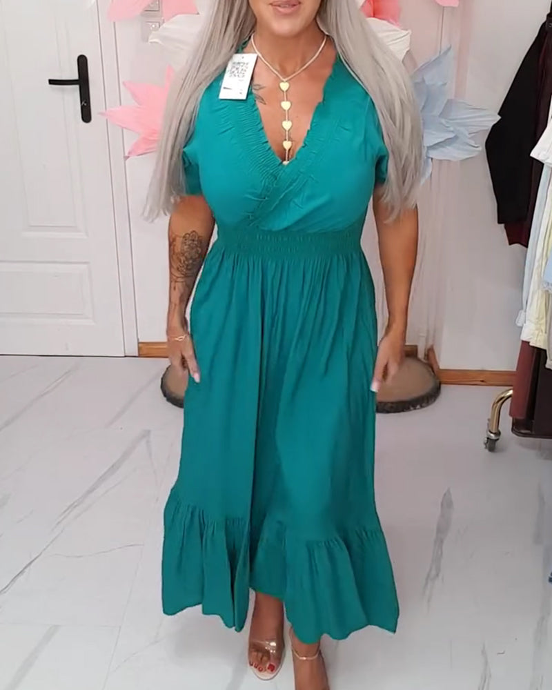 Kjole Elegant V-Hals A-Linje