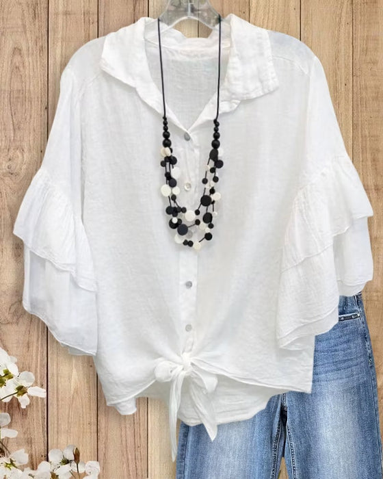 Bluse Skjorte Krage Ruffle Slips