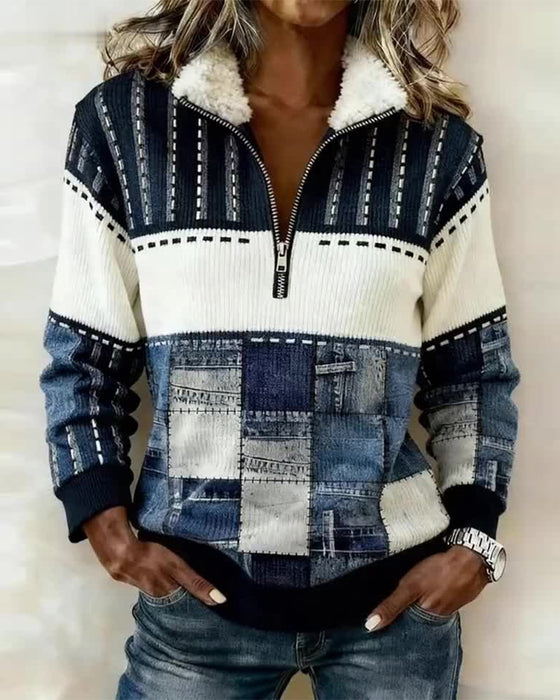 Retro Hettegenser Med Halvglidelås