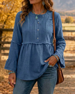 Bluse Enfarget Rund Hals