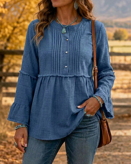 Bluse Enfarget Rund Hals