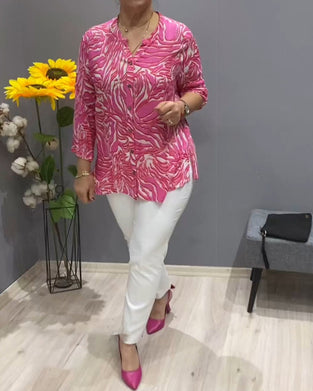 Langermet skjorte med trykk og knapper