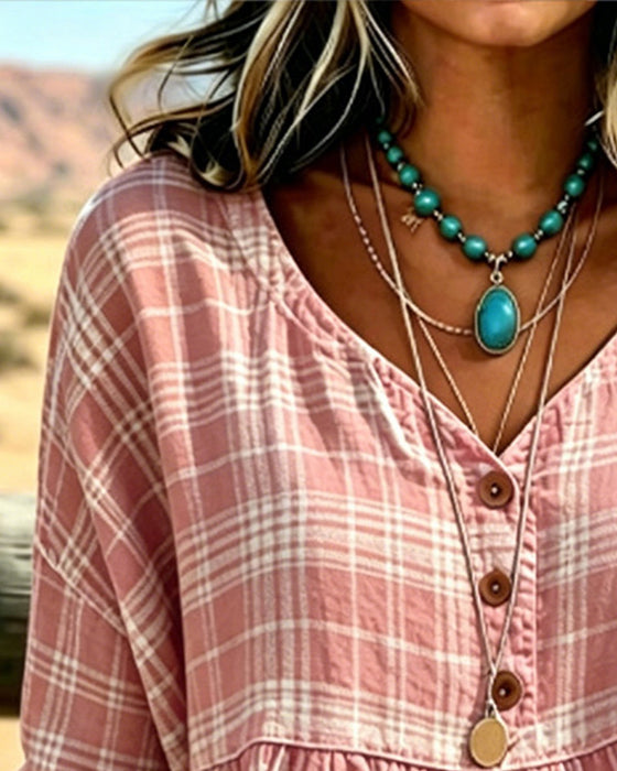 Bluse Vintage Rute V-Hals