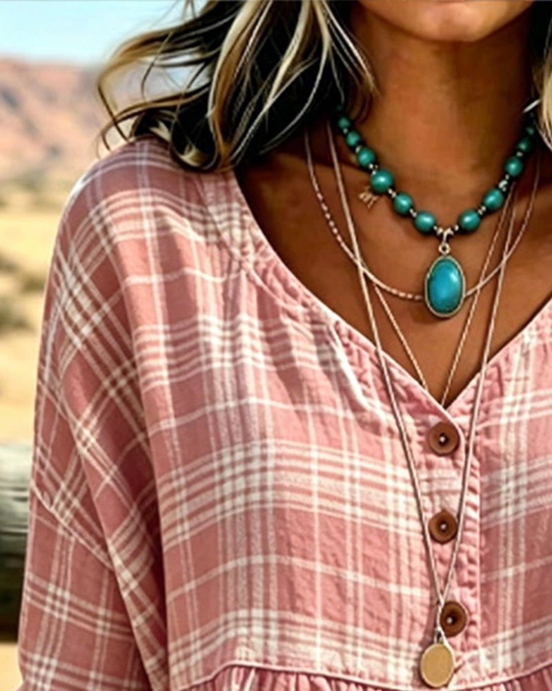 Bluse Vintage Rute V-Hals