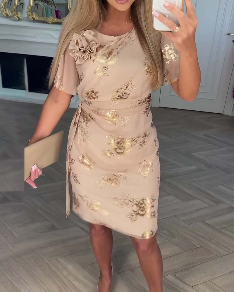 Kjole Bronsefarge Midjestramming Elegant