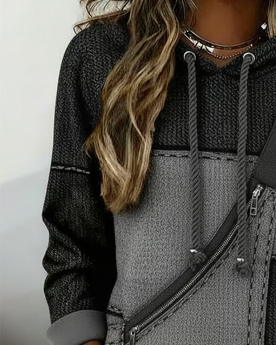 Stilig Hettegenser Med Fargeblokker