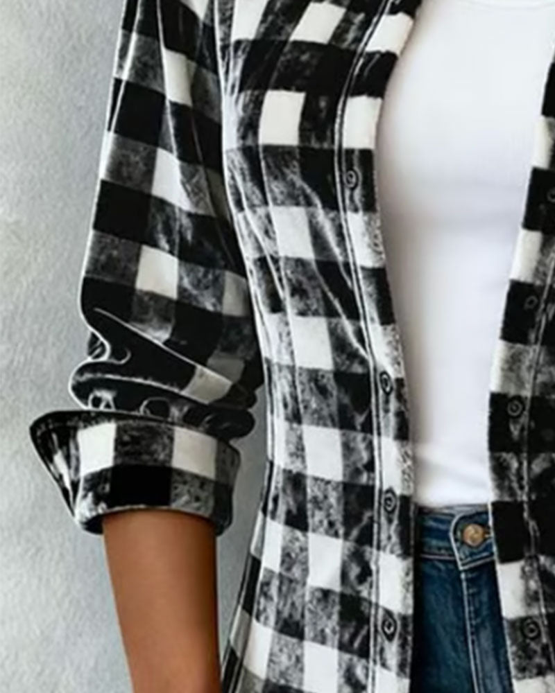 Skjorte Revers Fløyel Rute