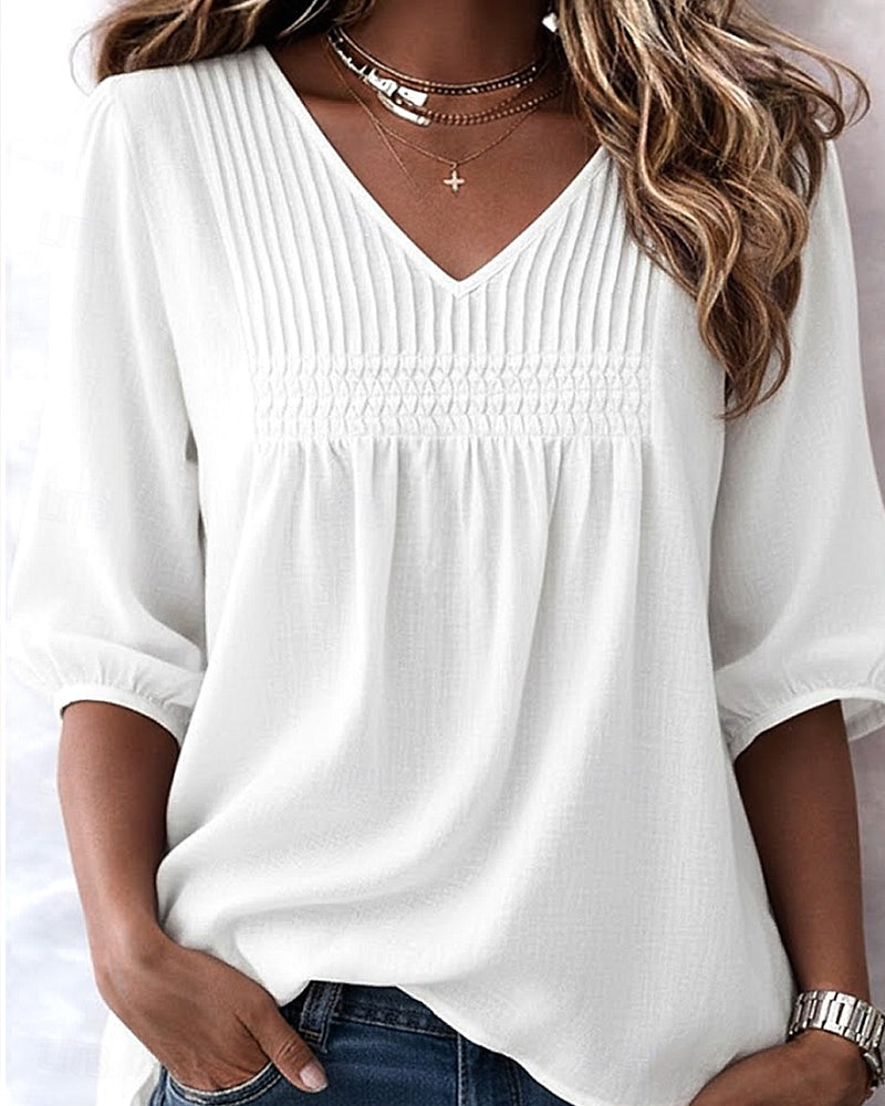 T-skjorte Halvermet V-utringning Løs