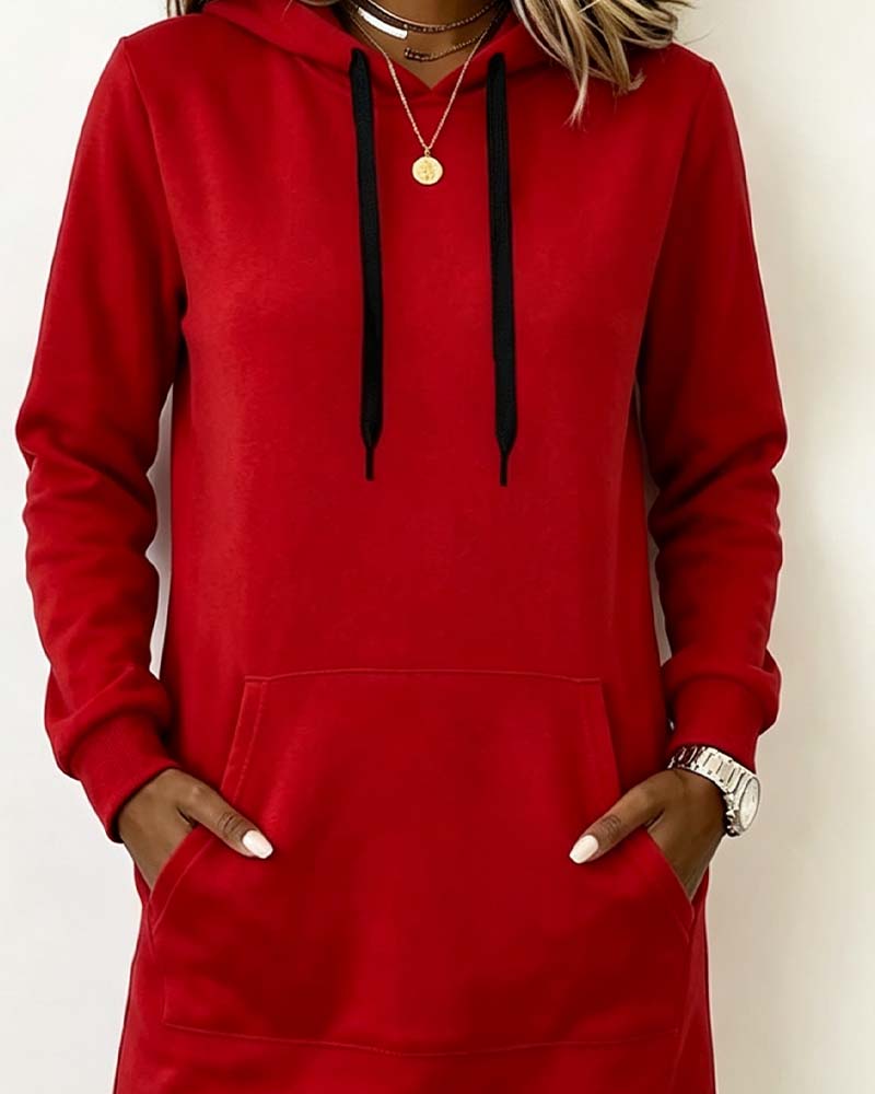 Sweatshirtkjole Ensfarget Buet Kant Hetter