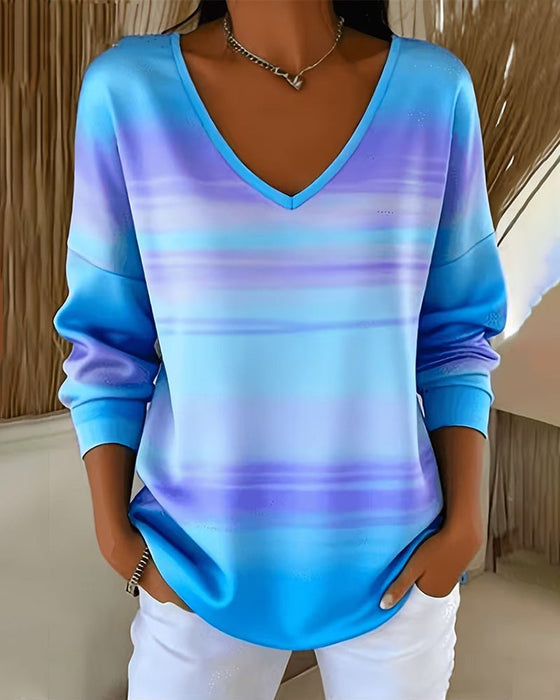 Sweatshirts V-Hals Lang Erme Ombre