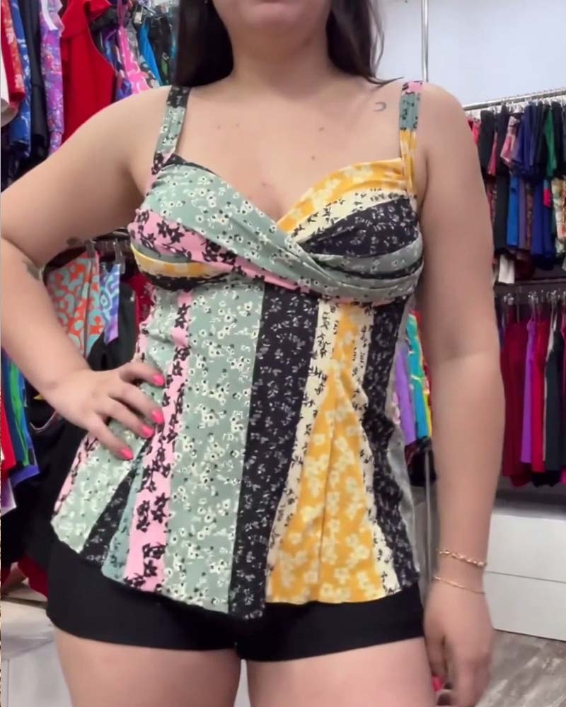 Tankini Fargeblokkert Halsringning