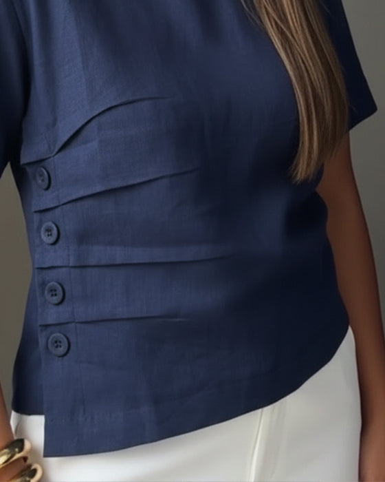 Bluse Knappdetalj Kortermet