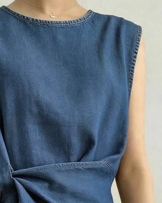 Tank Topp Asymmetrisk Knyte Denim