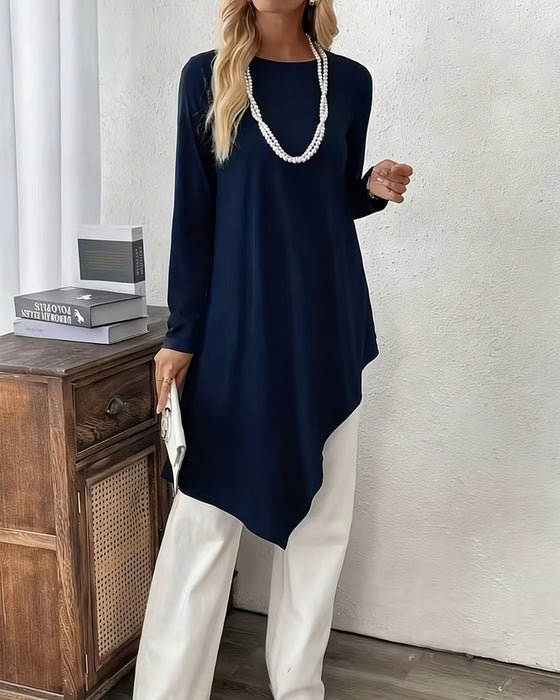 Top Asymmetrisk Midjelangt Ensfarget