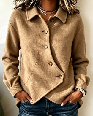 Jakke Solid Uregelmessig Casual